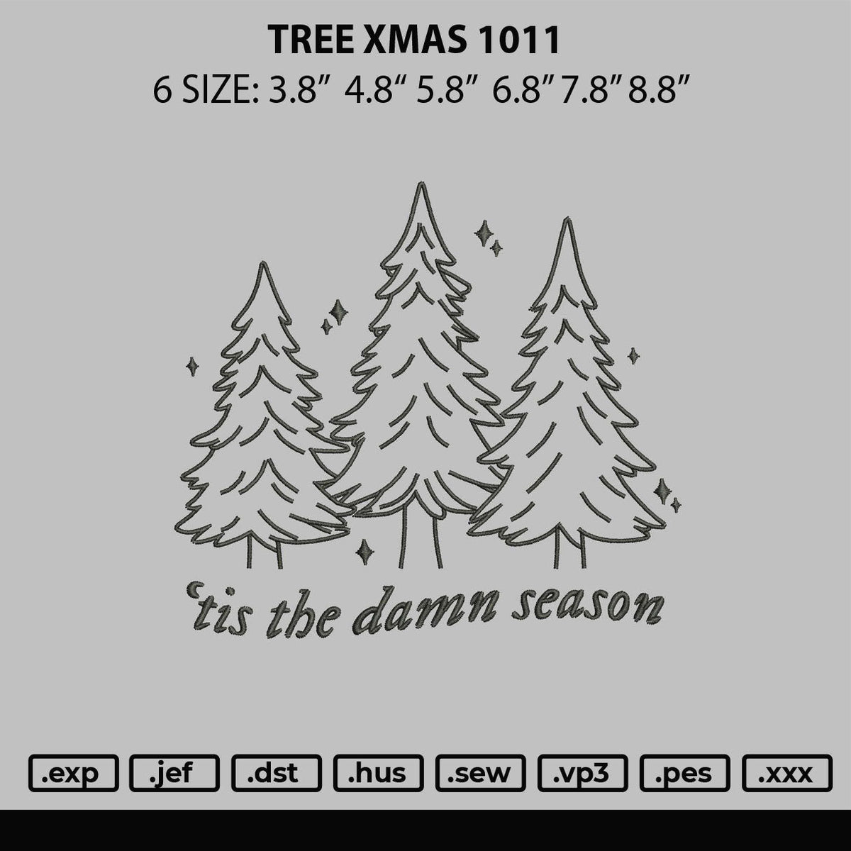 Tree Xmas 1011 Embroidery File 6 sizes