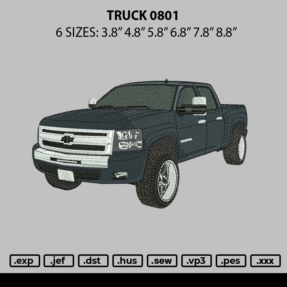 Truck 0801 Embroidery File 6 sizes