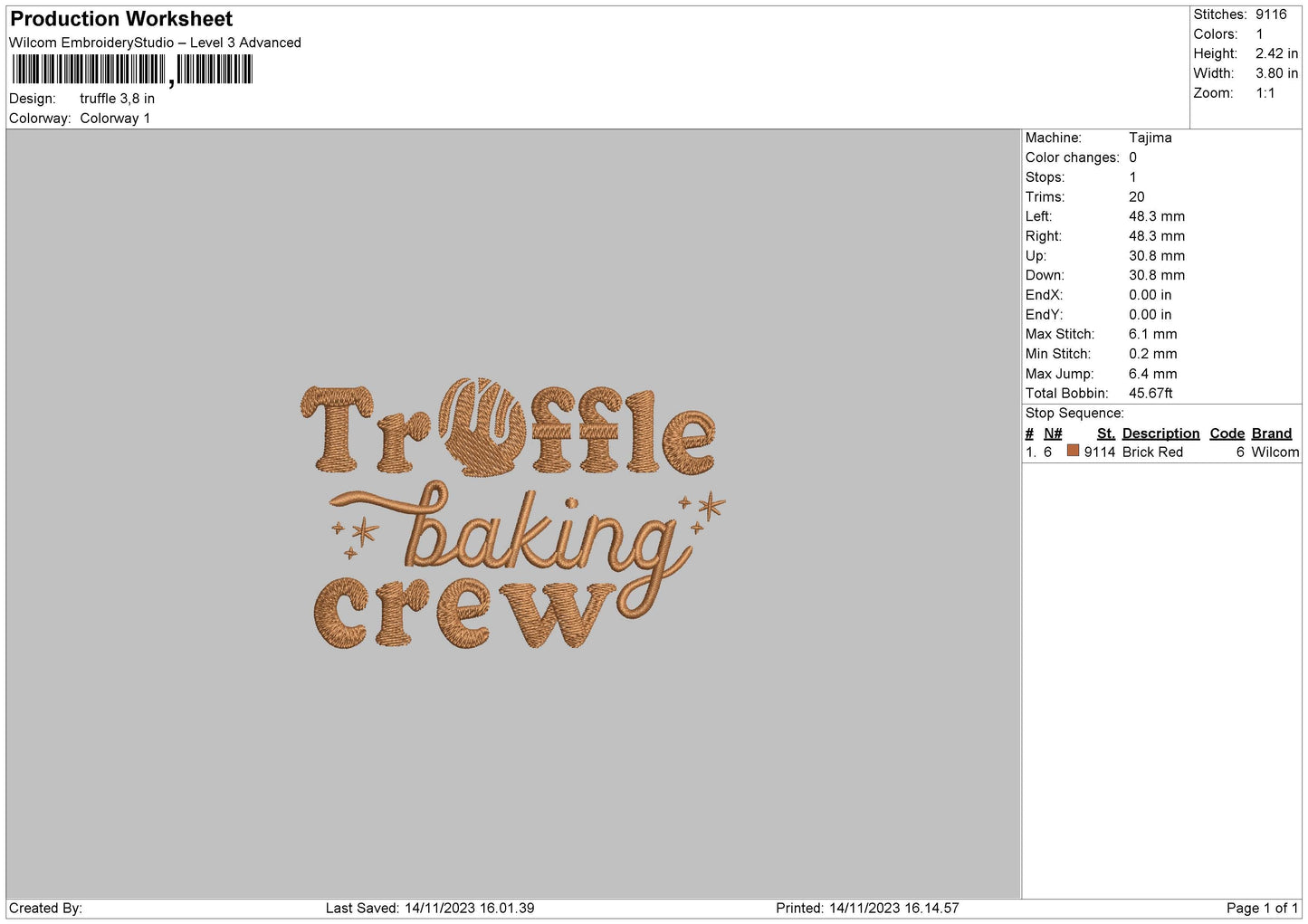 Truffletxt Embroidery File 6 sizes