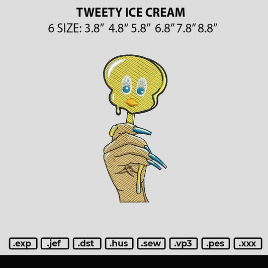 Tweety Ice Cream Embroidery File 6 sizes