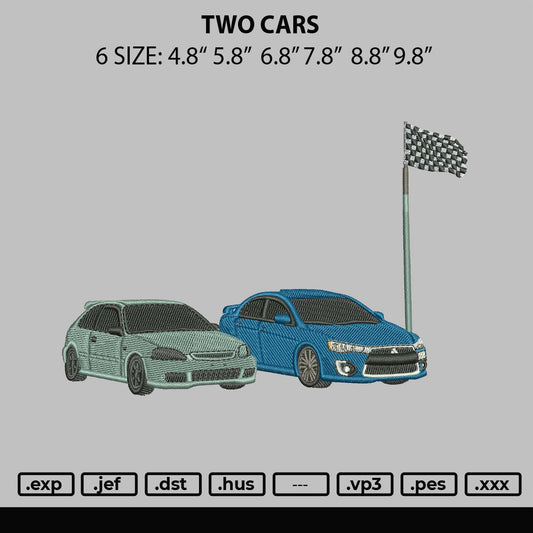 Two Cars Embroidery File 6 Sizes