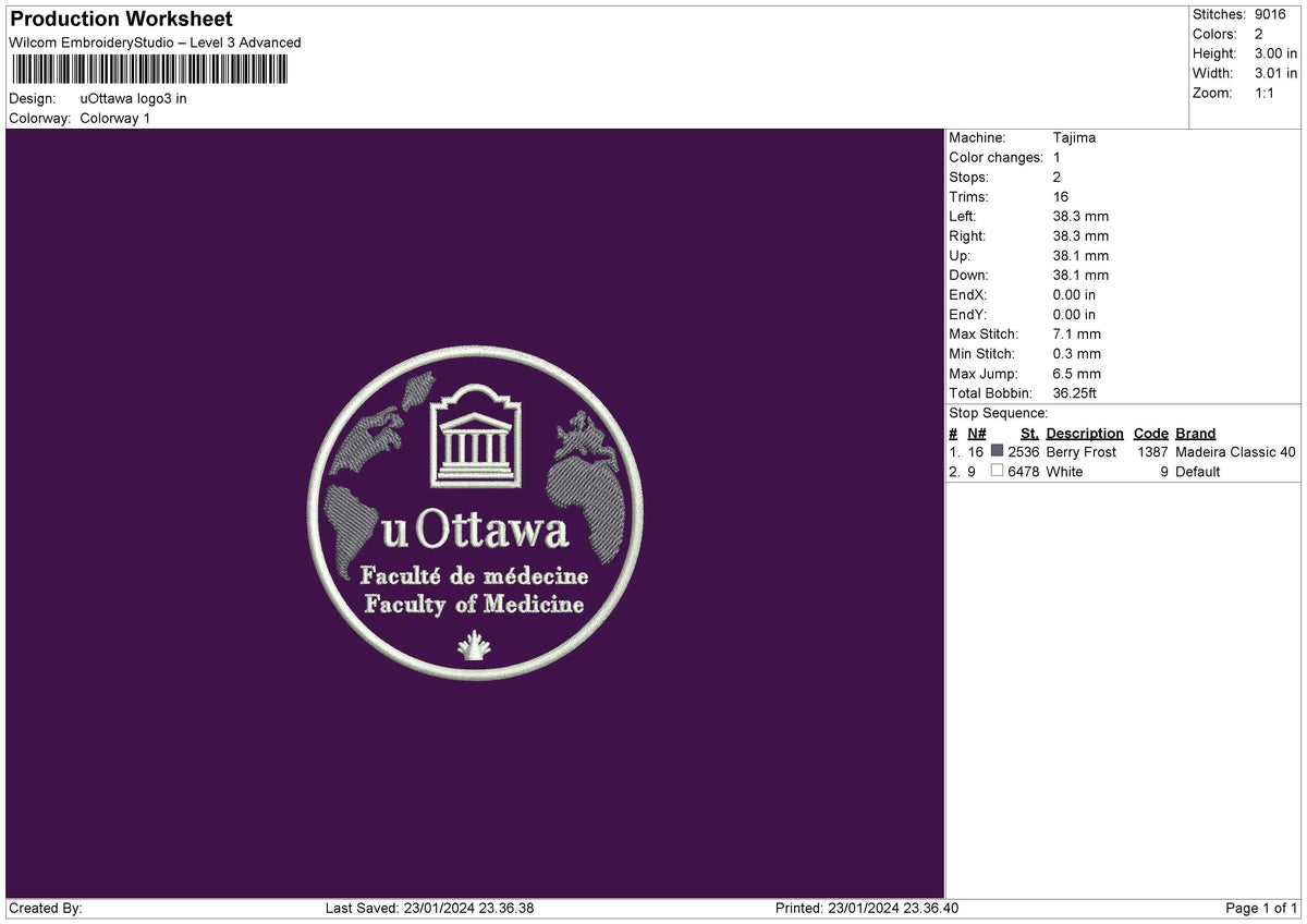 Ottawa2301 Embroidery File 6 sizes