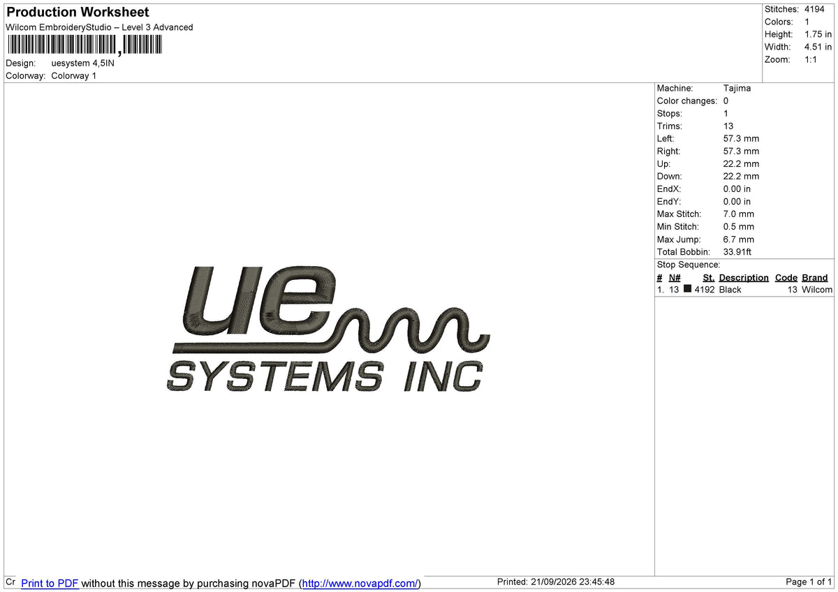 Uesystem Embroidery File 6 size
