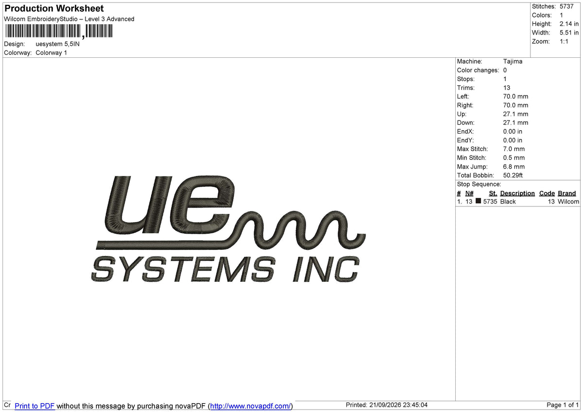 Uesystem Embroidery File 6 size