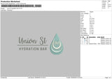 Hydration Embroidery File 6 sizes