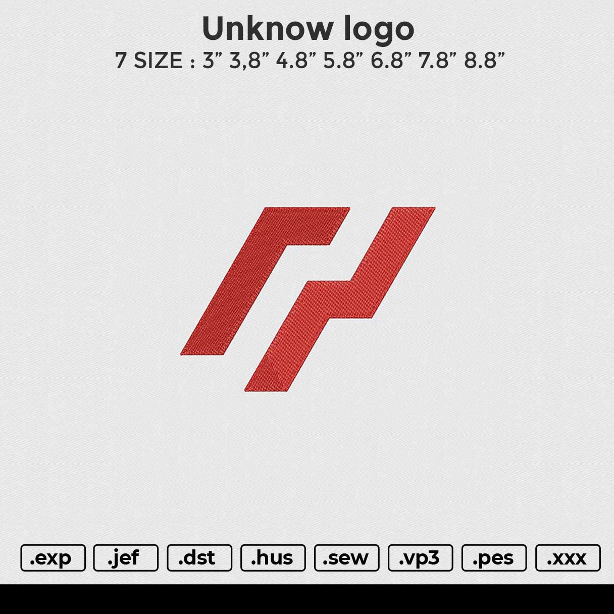Unknow logo Embroidery File 6 size