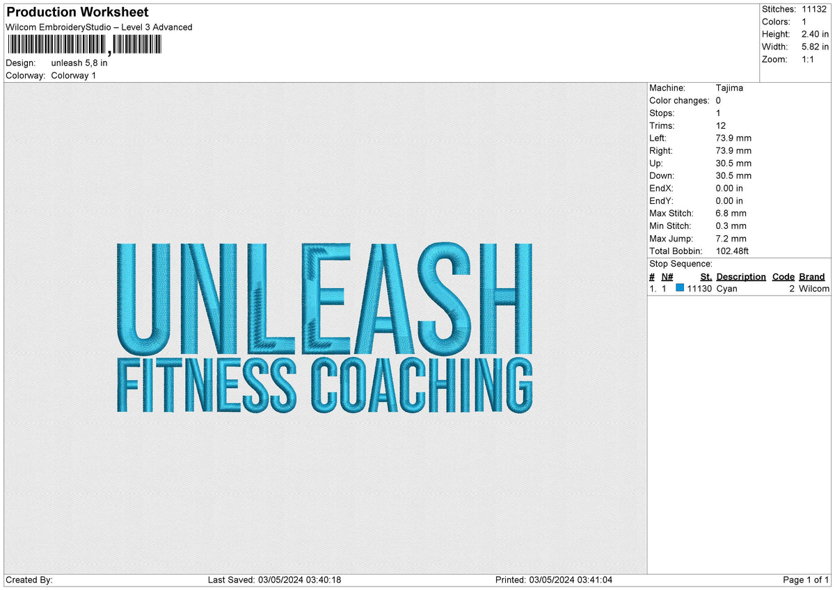 Unleash Embroidery File 6 size