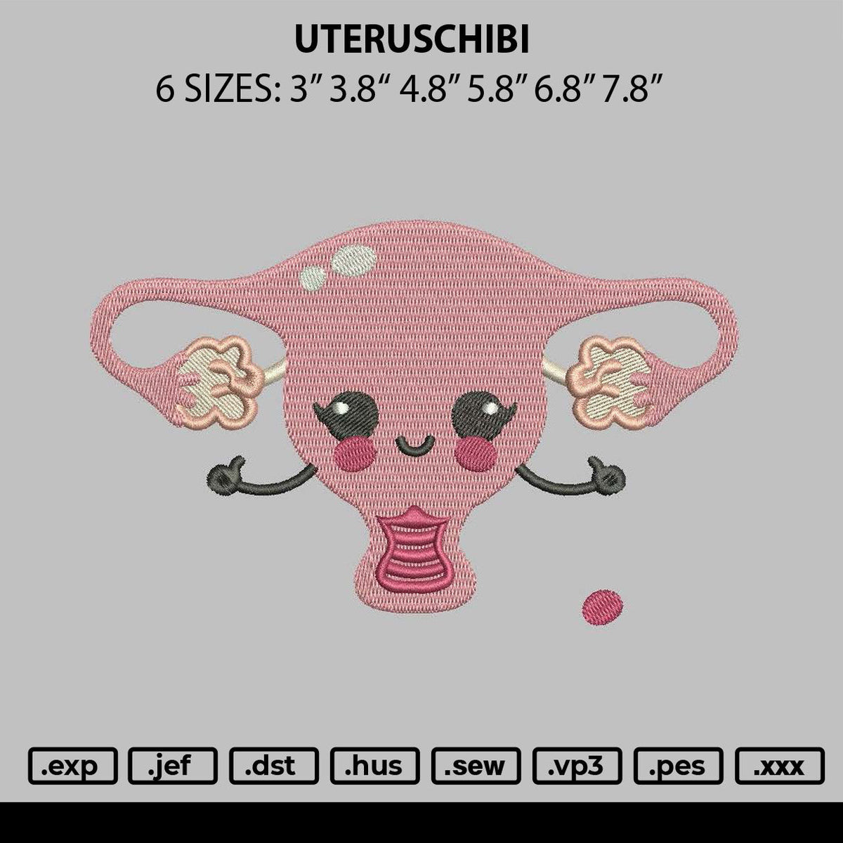 Uteruschibi Embroidery File 6 sizes