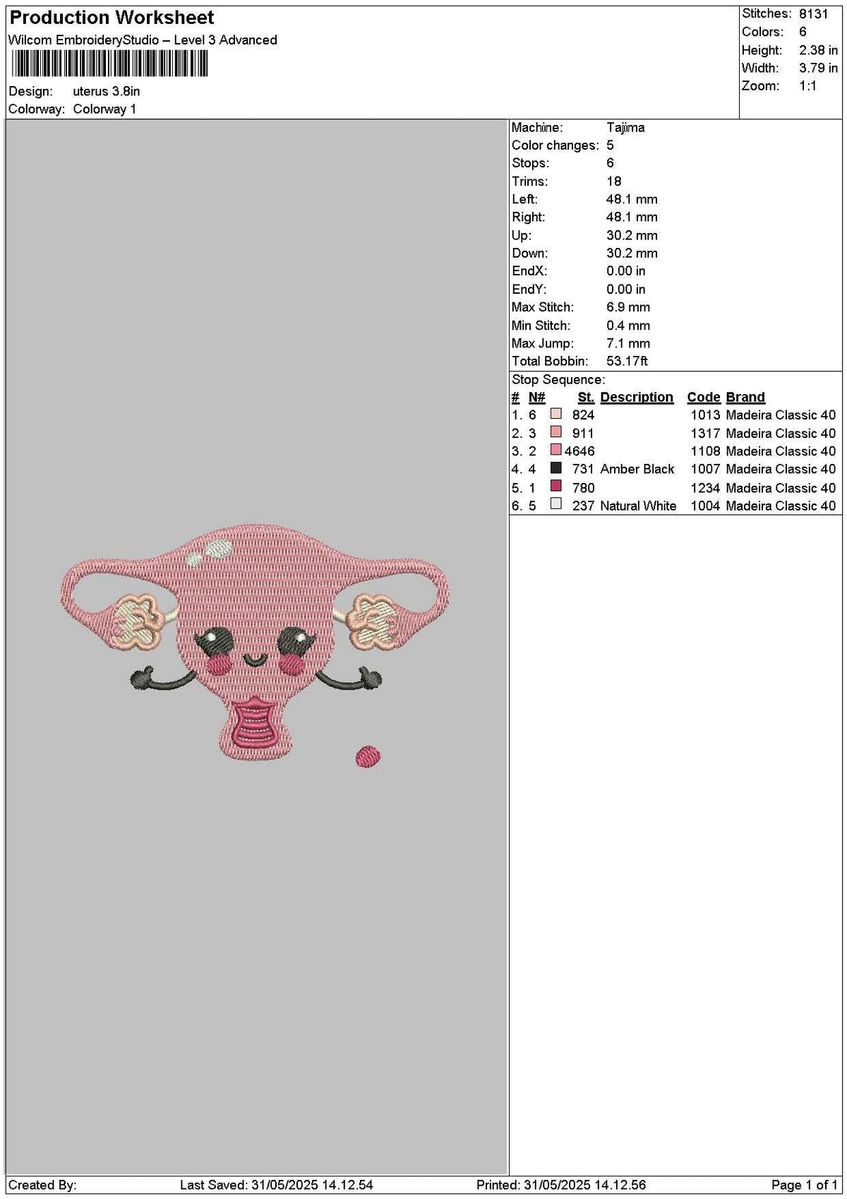 Uteruschibi Embroidery File 6 sizes