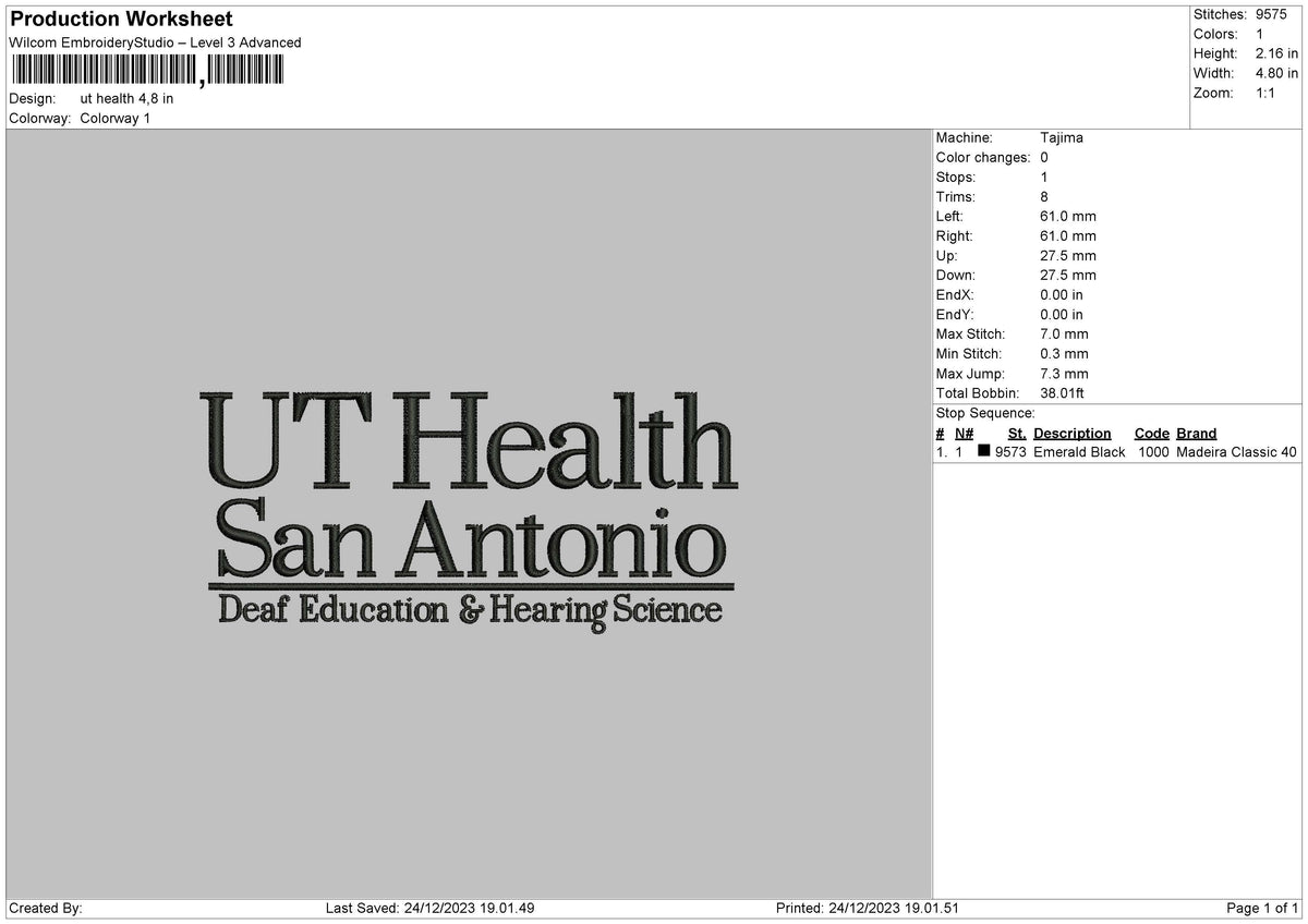 Health Text Embroidery File 6 sizes
