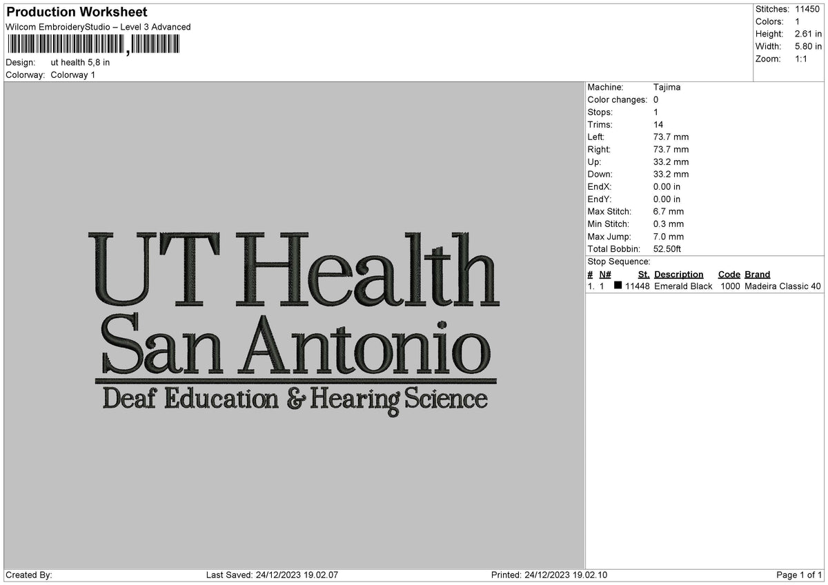 Health Text Embroidery File 6 sizes