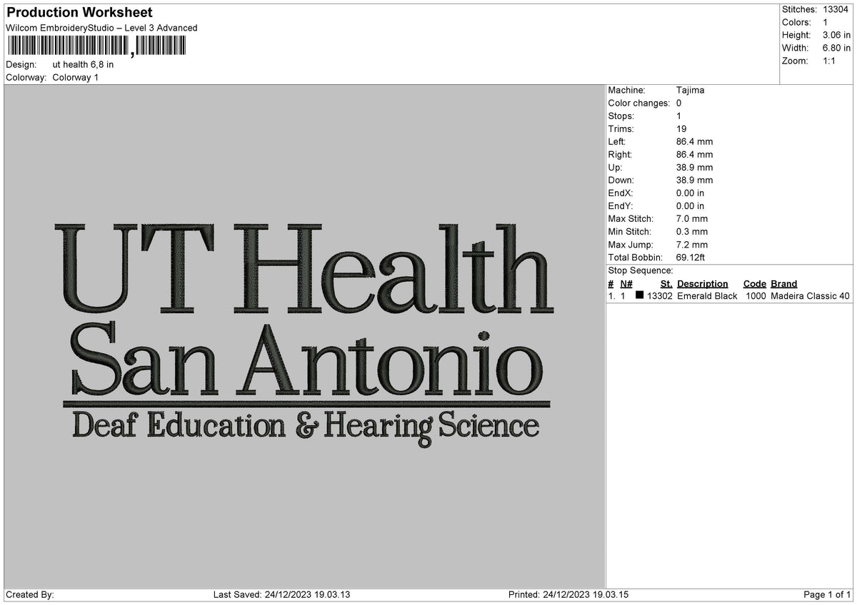 Health Text Embroidery File 6 sizes