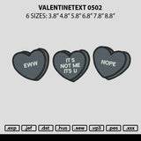 Valentinetext 0502 Embroidery File 6 sizes