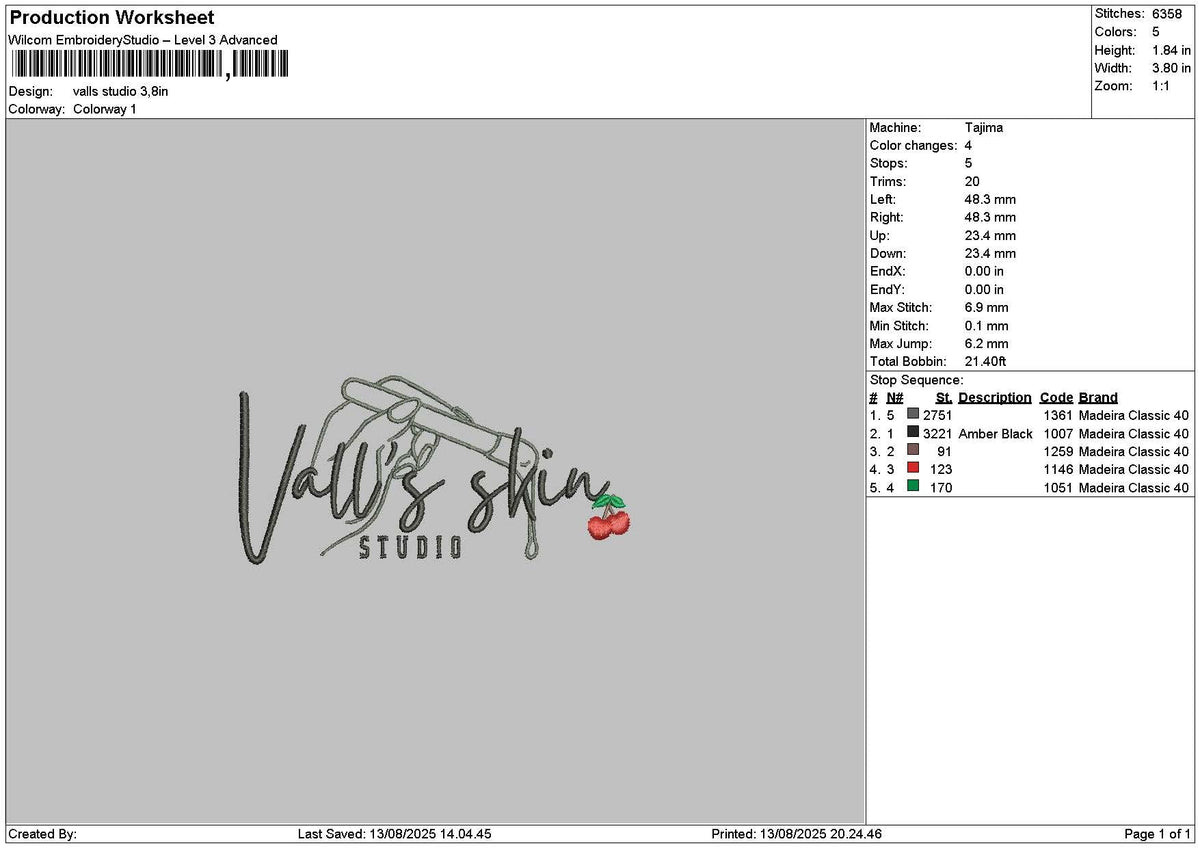 Vallstext Embroidery File 6 sizes