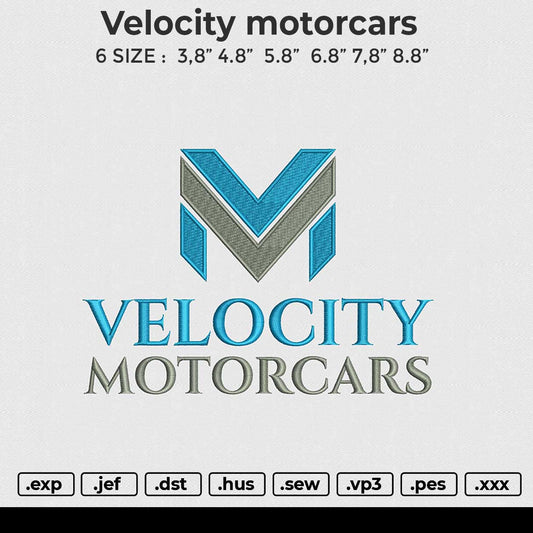 Velocity motorcars Embroidery File 6 size