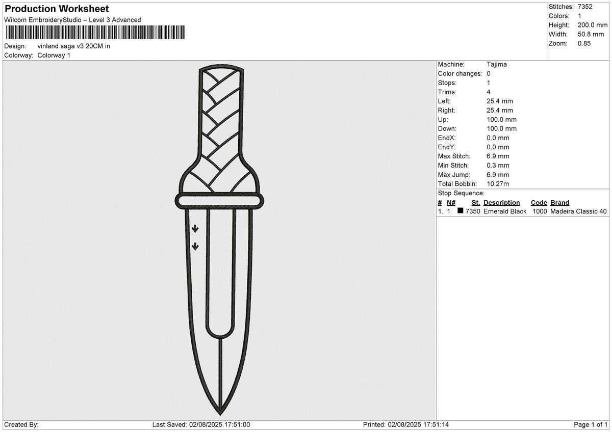 Vinland Saga v3 Embroidery File 7 size