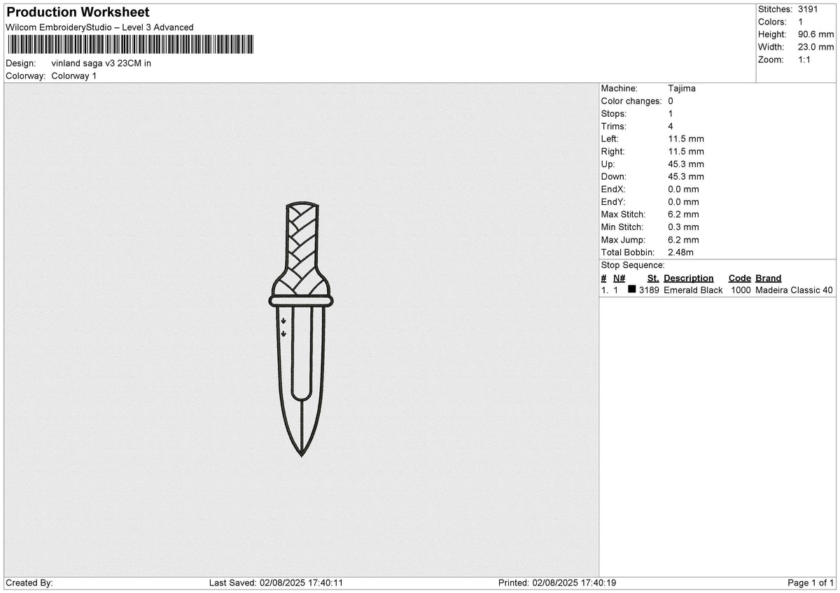 Vinland Saga v3 Embroidery File 7 size