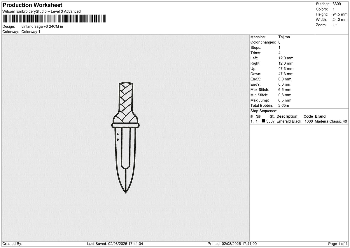 Vinland Saga v3 Embroidery File 7 size