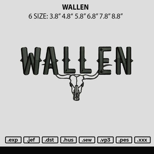 Wallen Embroidery File 6 sizes