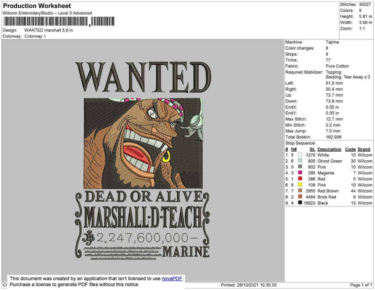 Wanted Marshall Embroidery