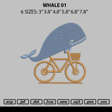 Whale 01 Embroidery File 6 sizes