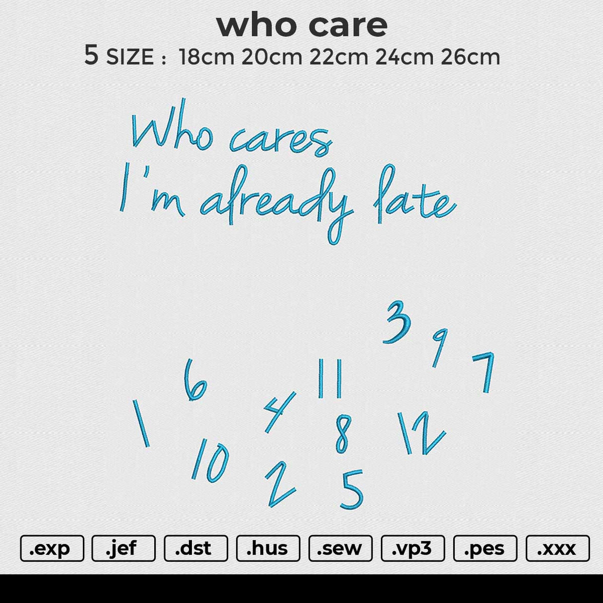 who care Embroidery File 5 size