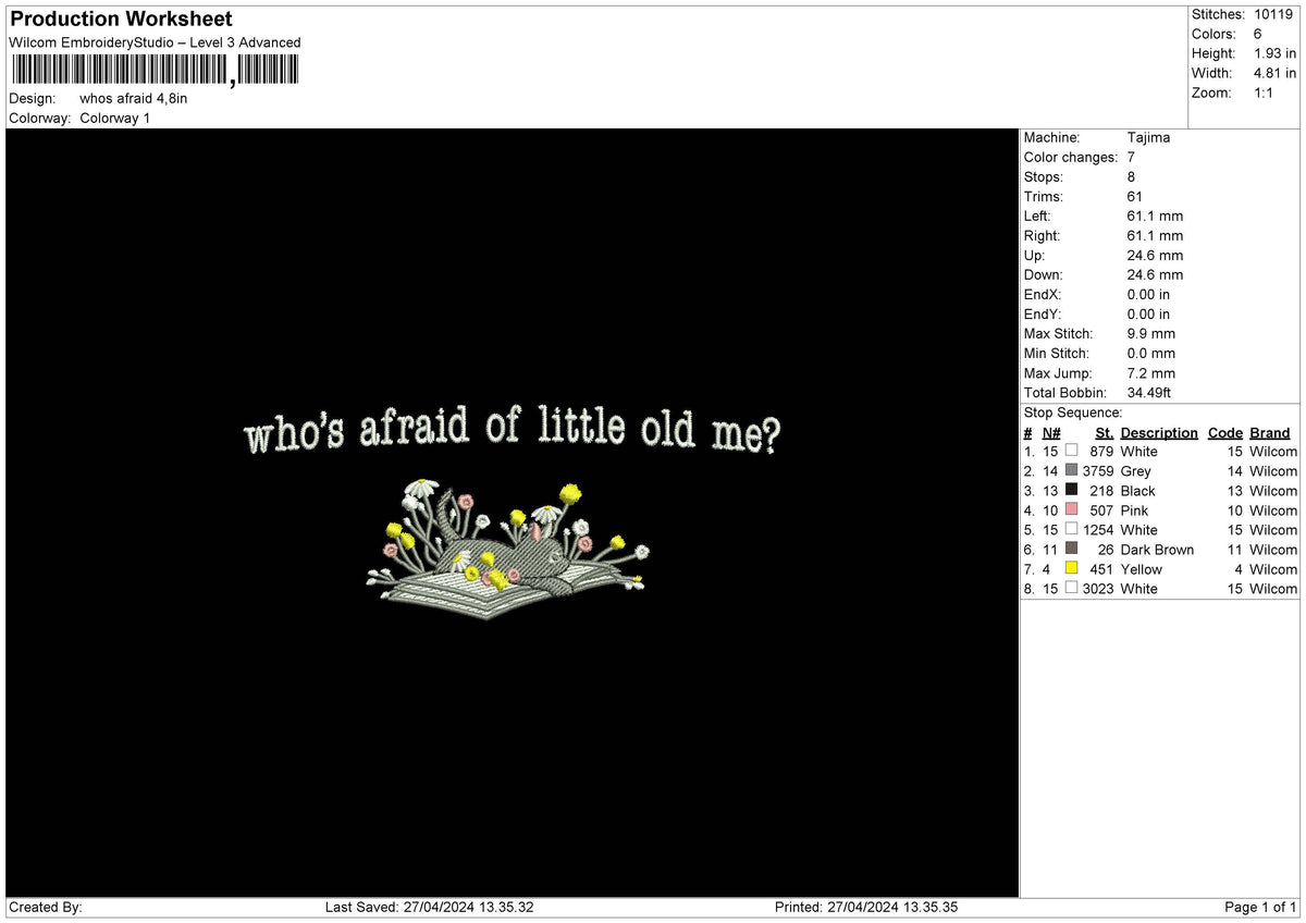 Cat2704 Embroidery File 6 sizes