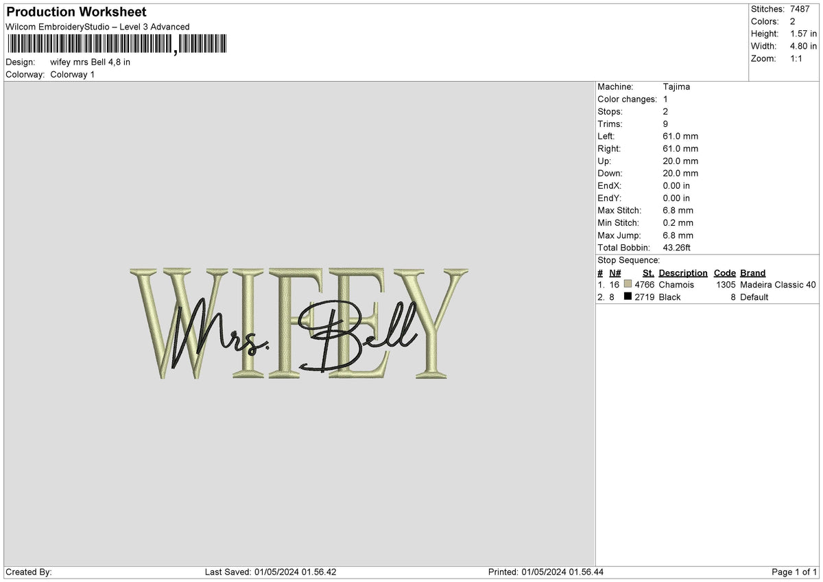 Wifeytext 0105 Embroidery File 6 Sizes