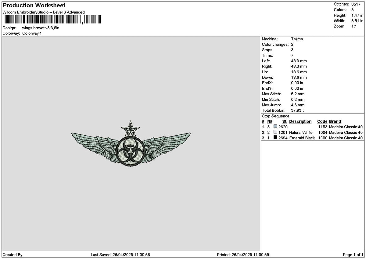 Wings V01 02 03 Embroidery 3 Files