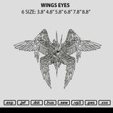 Wings Eyes Embroidery File 6 sizes