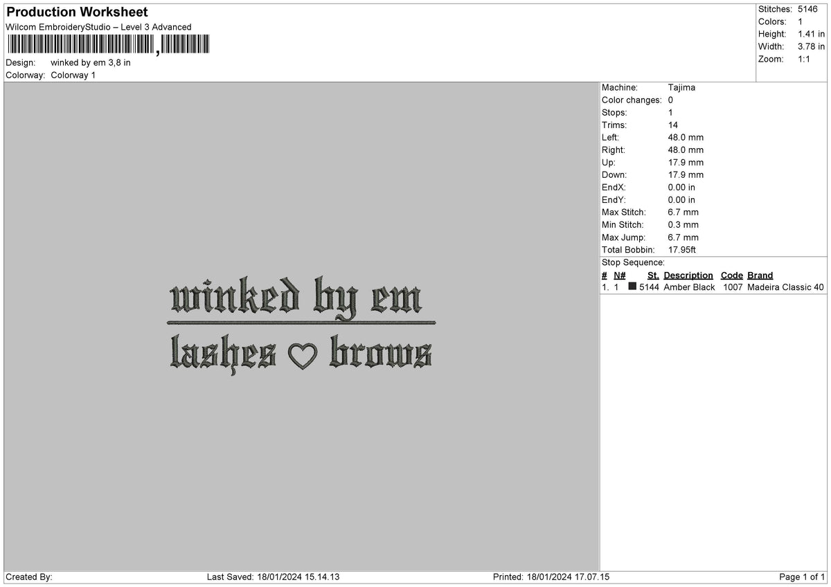 Winkedtext Embroidery File 6 sizes