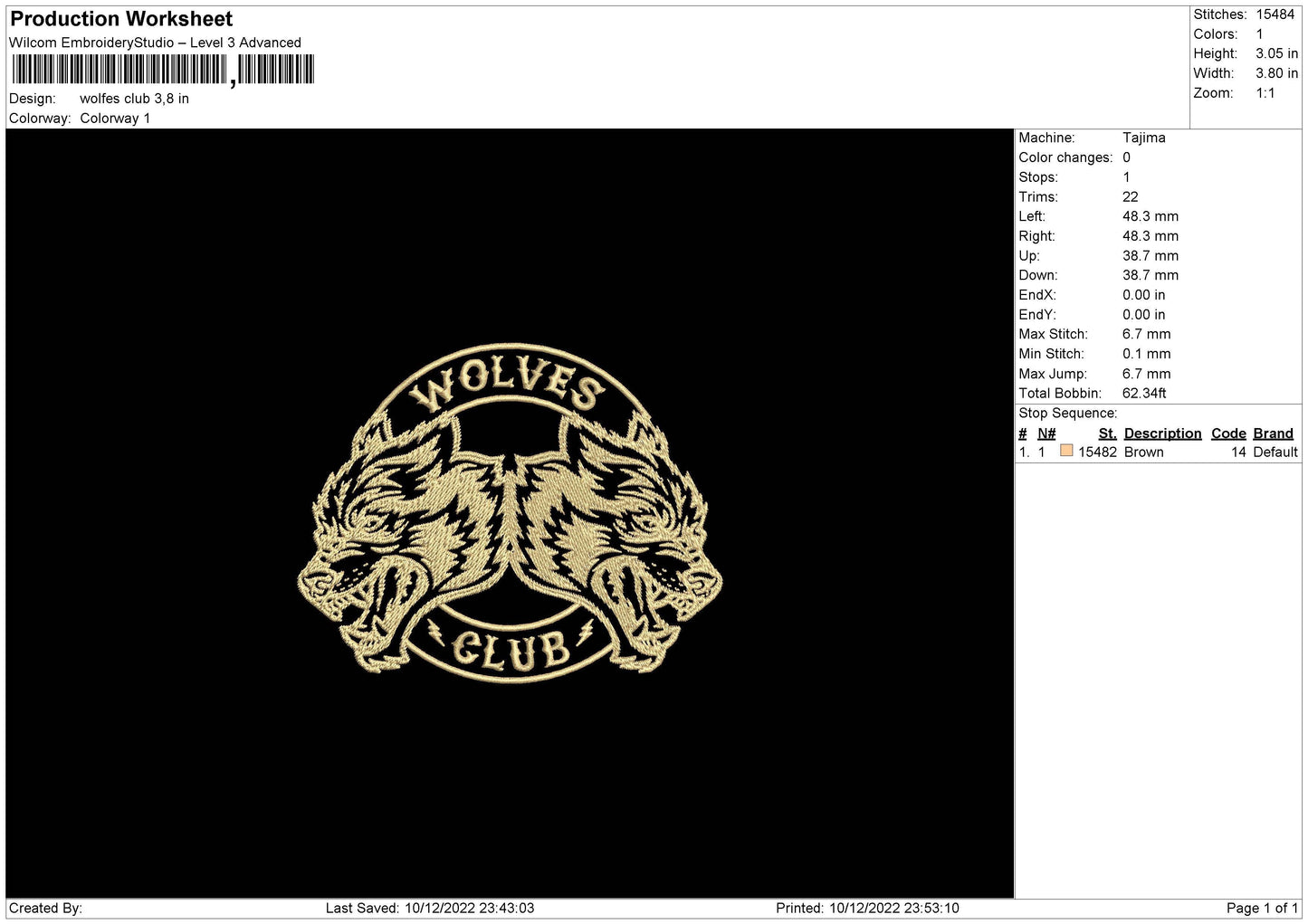 Wolves C Embroidery File 6 sizes