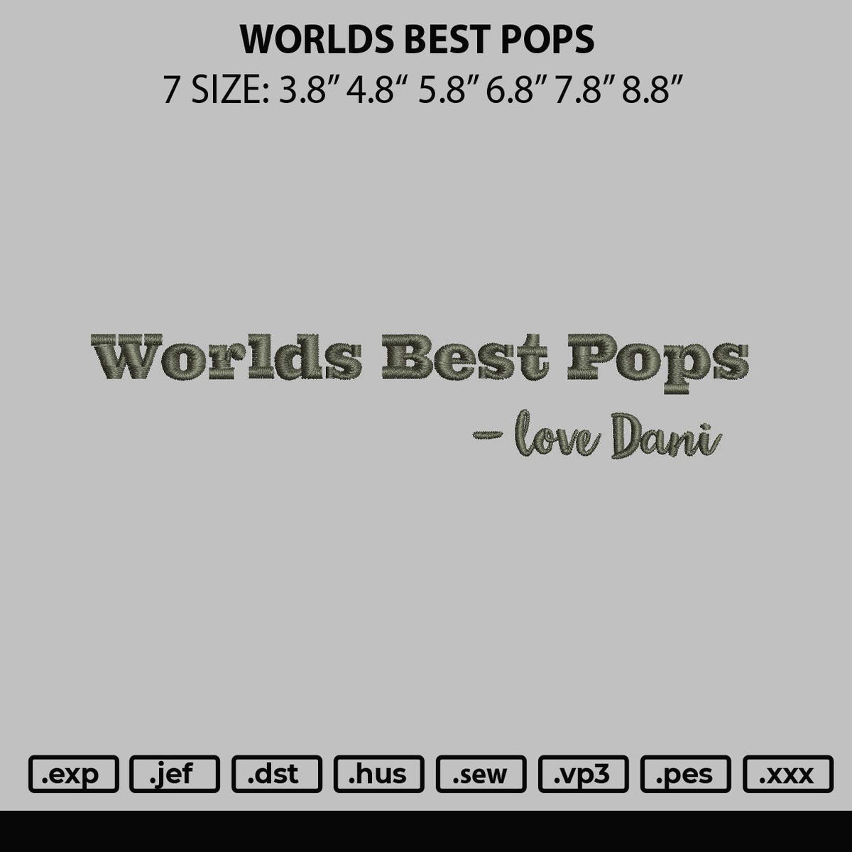 Word Best Pops Embroidery File 6 sizes