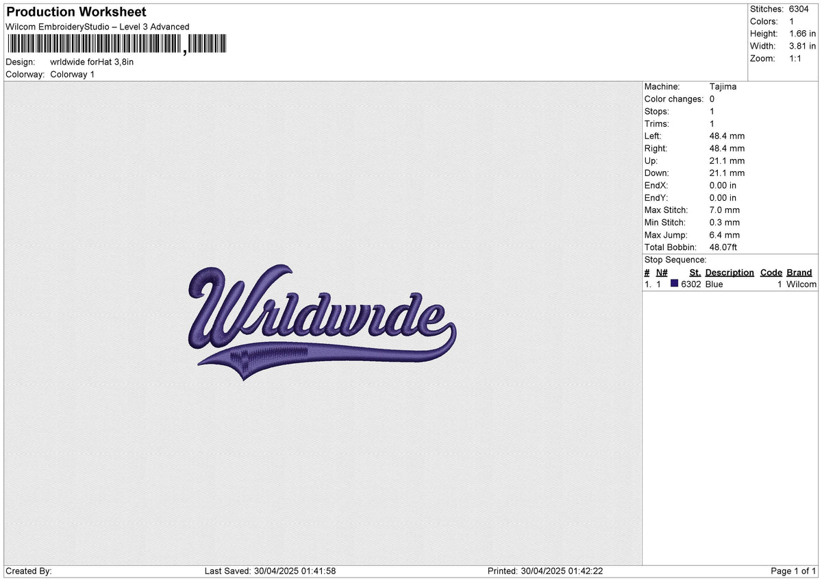 Wrldwide Embroidery File 6 size