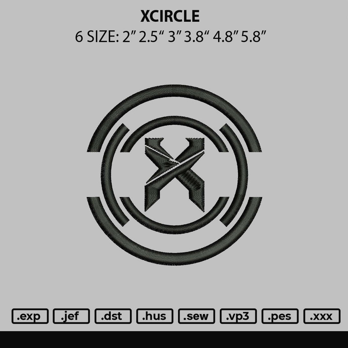 Xcircle Embroidery File 6 sizes