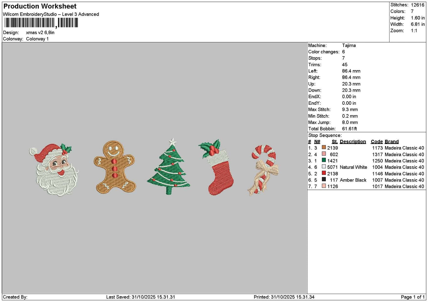 Xmas Icons V2 Embroidery Fiile 6 sizes