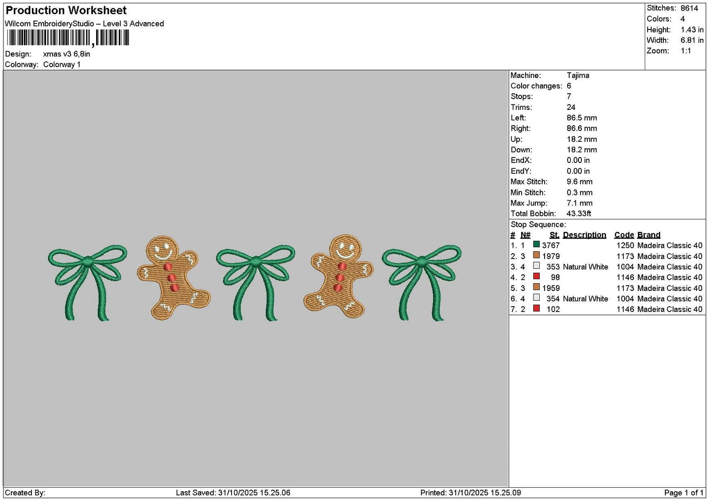 Xmas Icons V3 Embroidery File 6 sizes