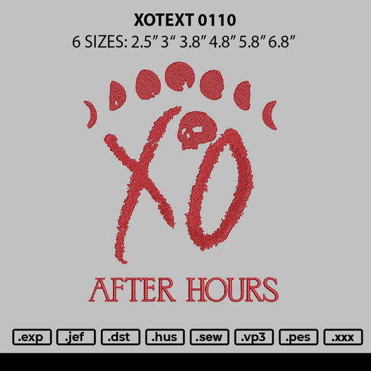 Xotext 0110 Embroidery File 6 sizes
