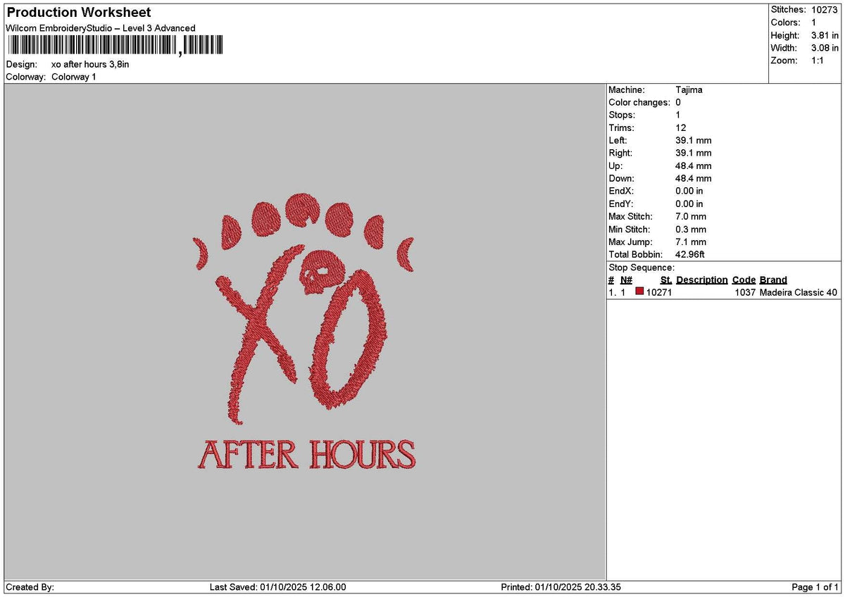Xotext 0110 Embroidery File 6 sizes