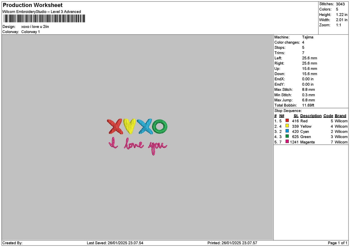 Xoxotext 2601 Embroidery File 6 sizes