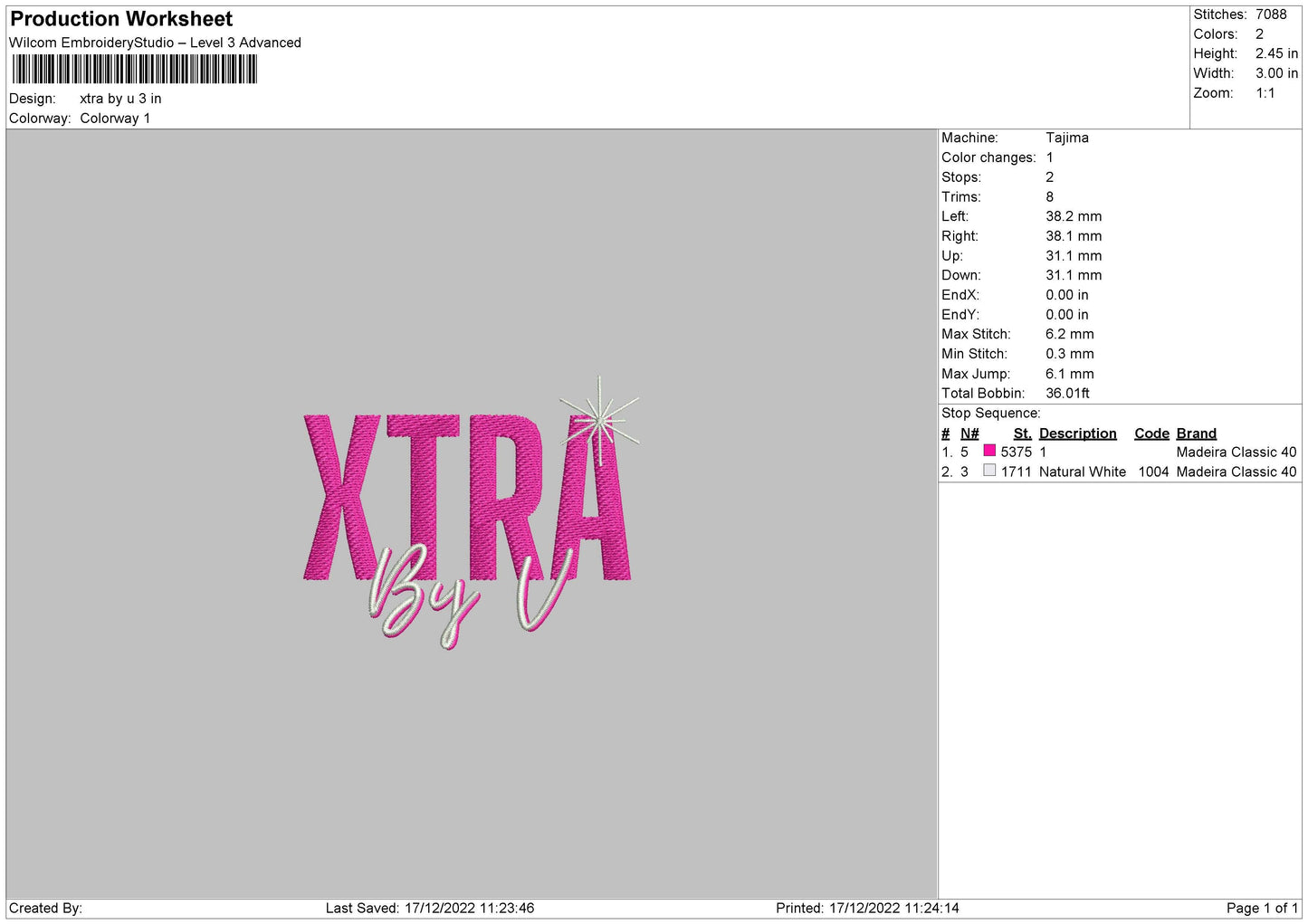 Xtra By Embroidery File 6 sizes