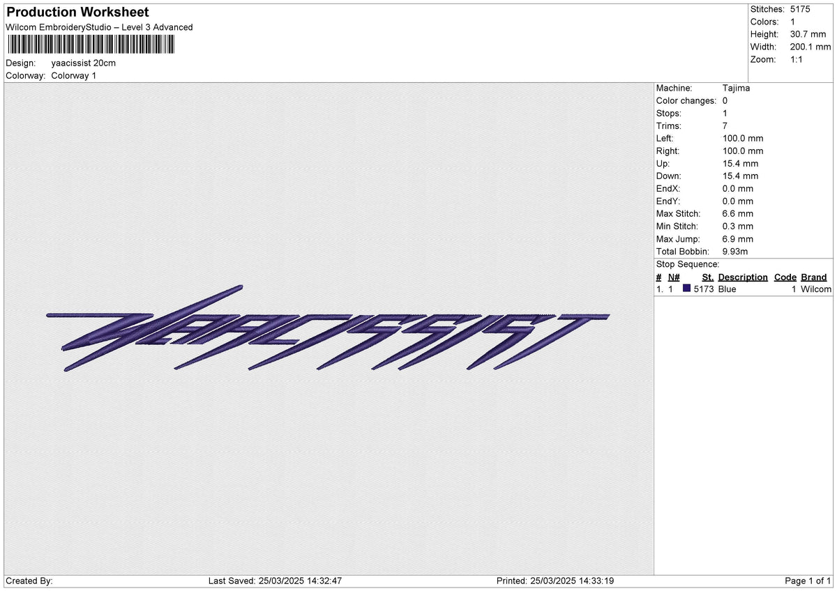 Yaacissist Embroidery File 6 size