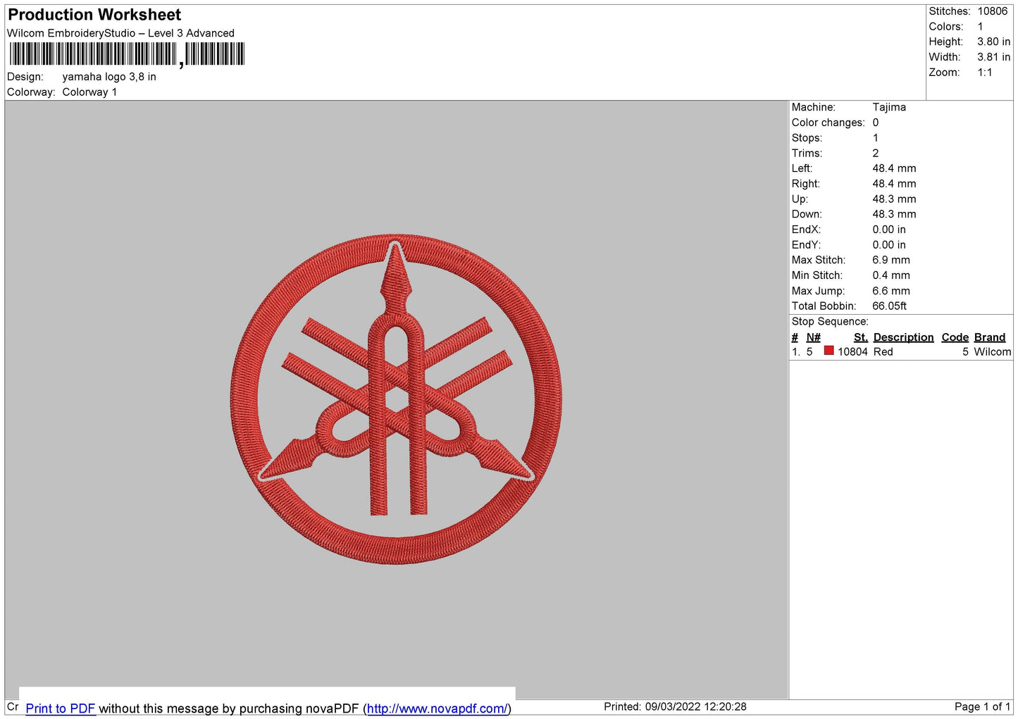 Yamaha Logo Embroidery