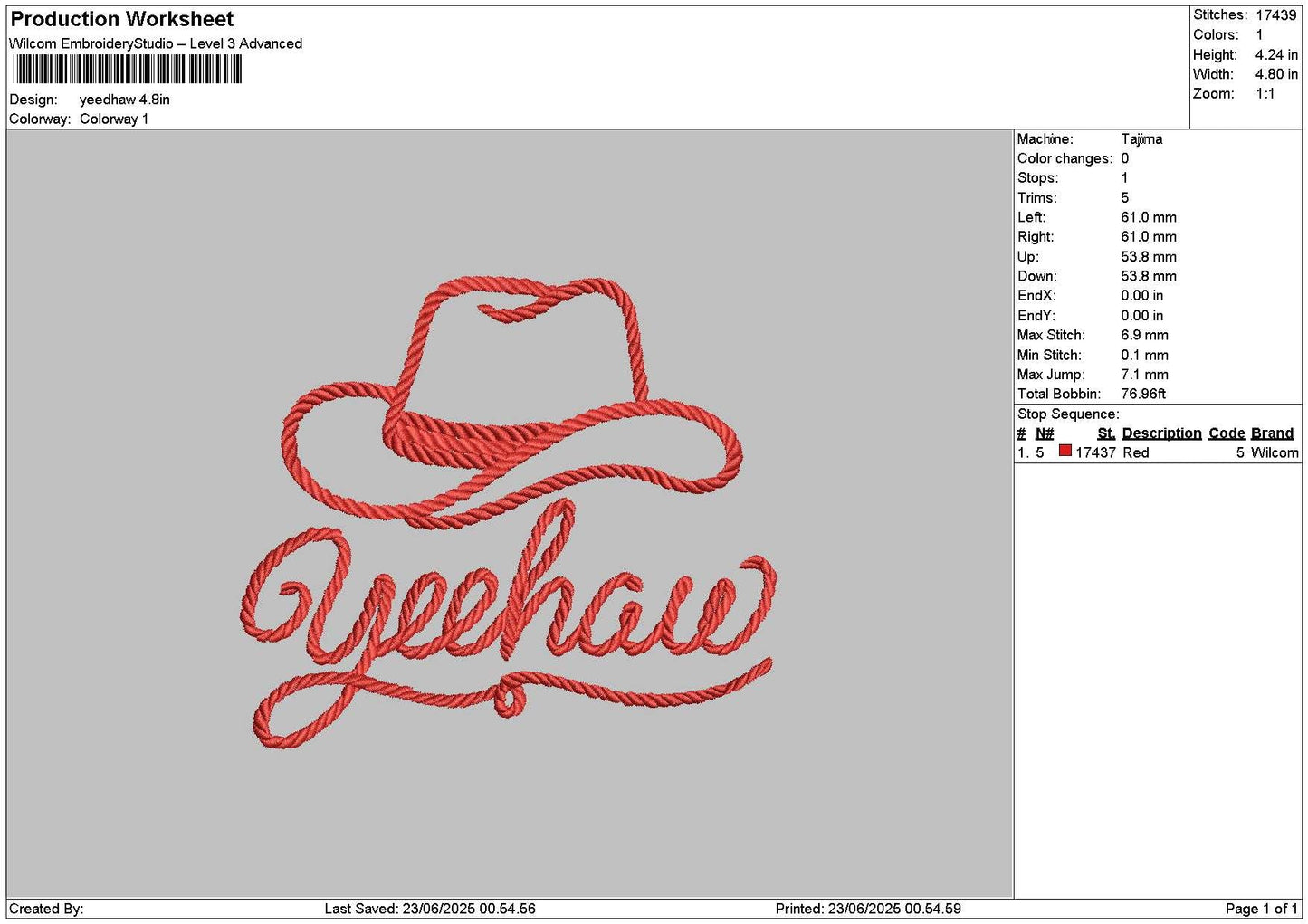 Hat 2306 Embroidery File 6 sizes