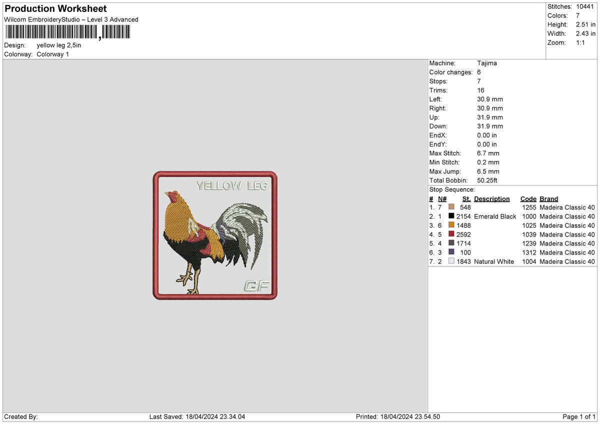 Chickensquare01 Embroidery File 6 sizes