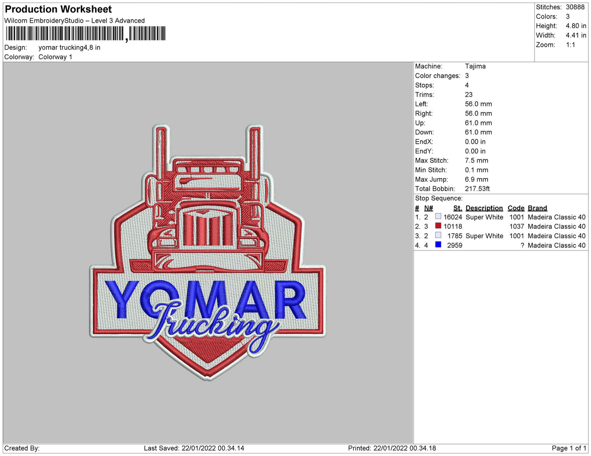 Yomar Trucking Embroidery