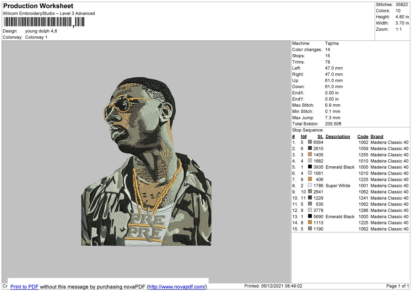 Young Dolph Embroidery