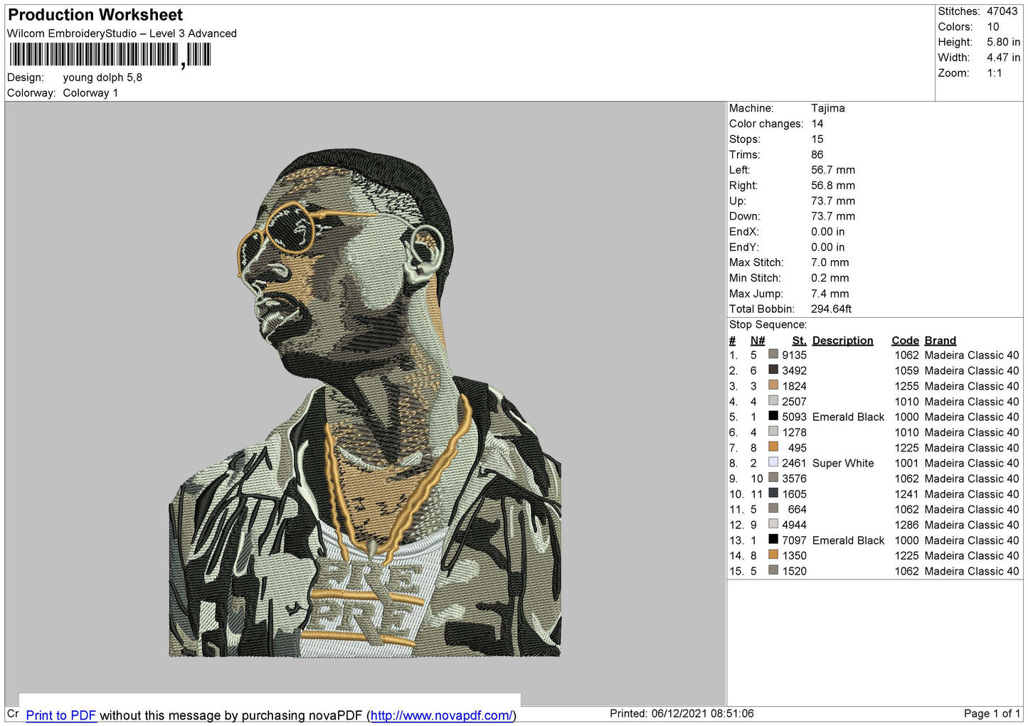 Young Dolph Embroidery