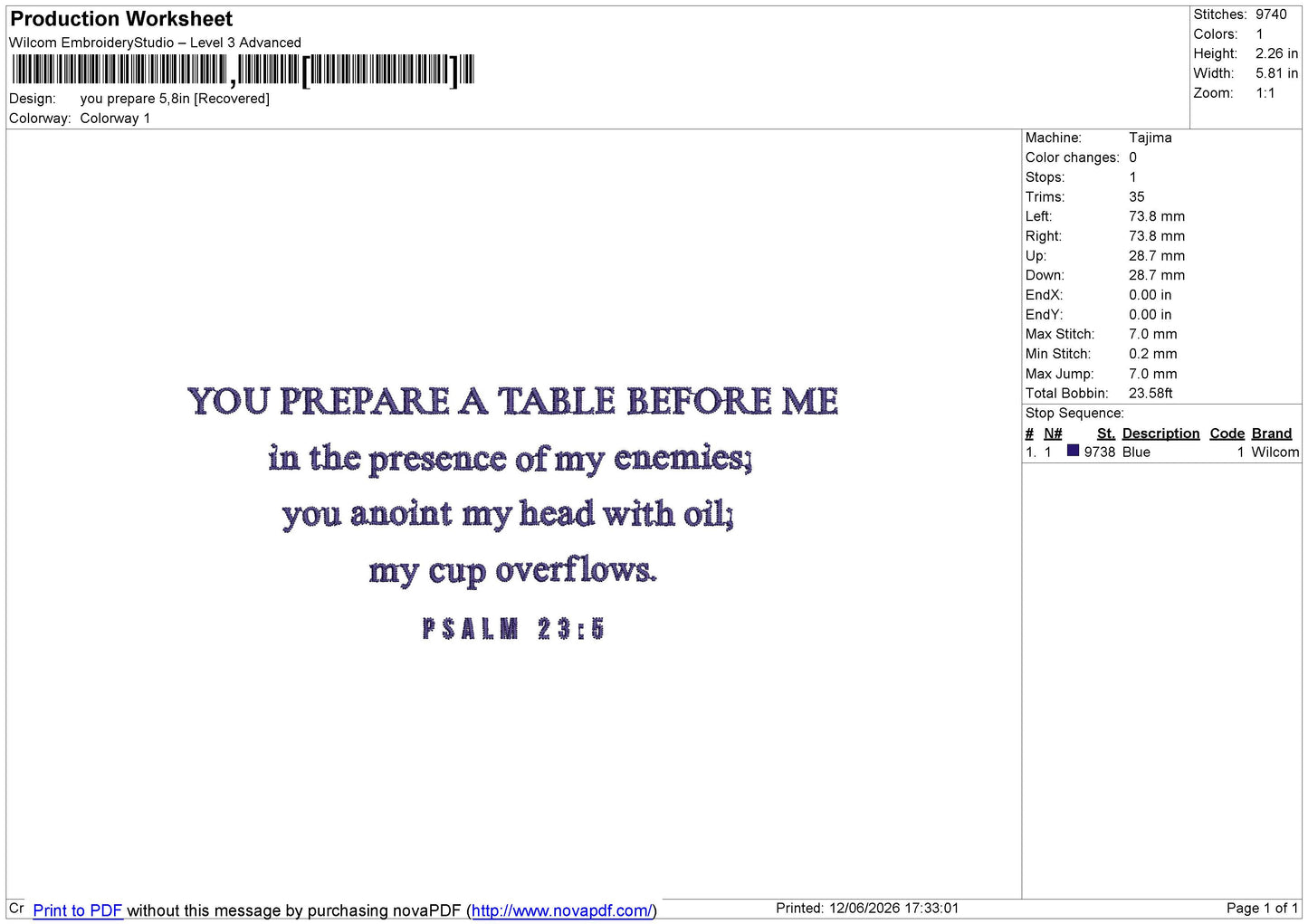 You prepare Embroidery File 6 size