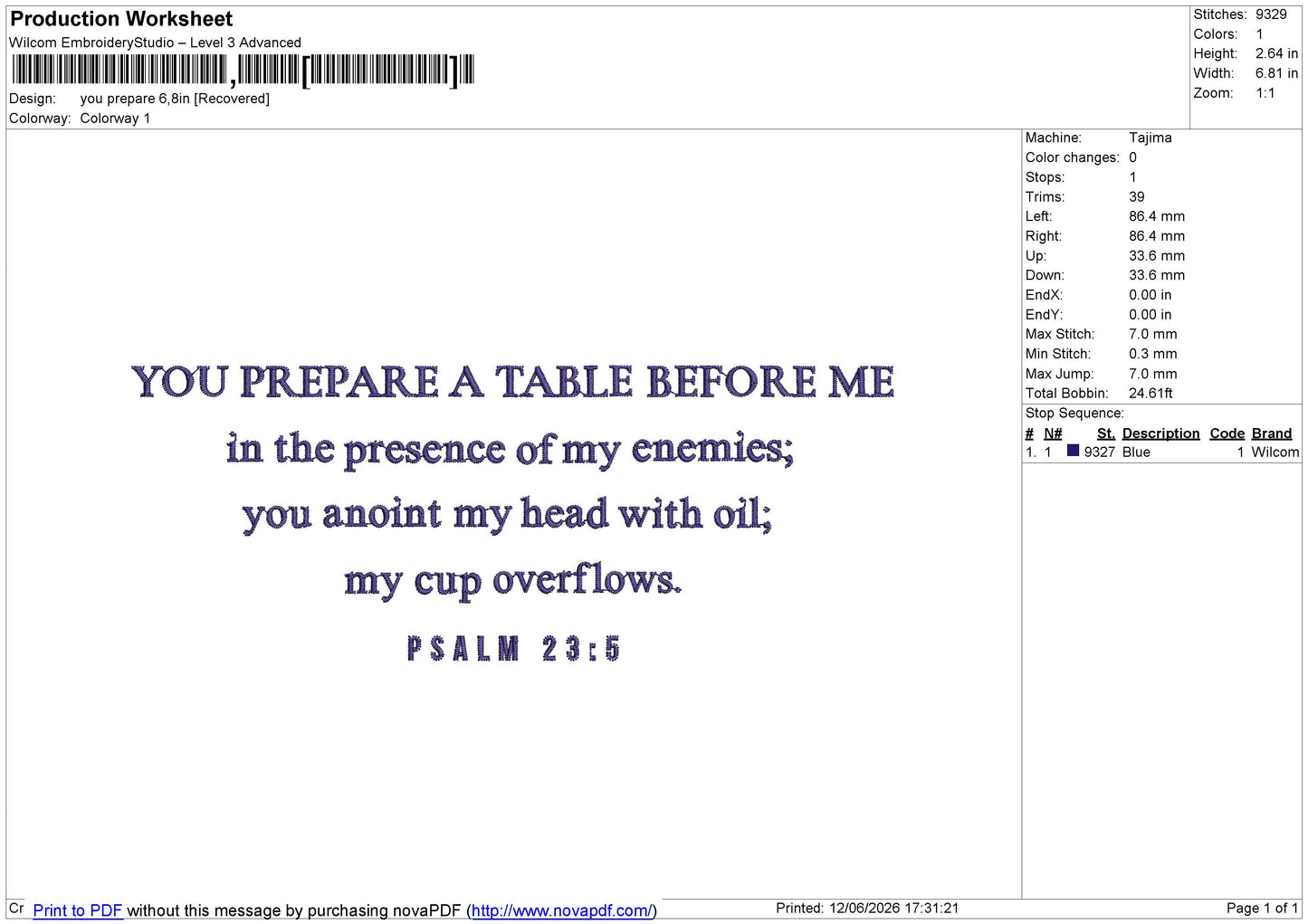 You prepare Embroidery File 6 size